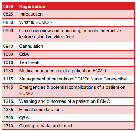 NHCS ECMO Symposium 2019-programme schedule