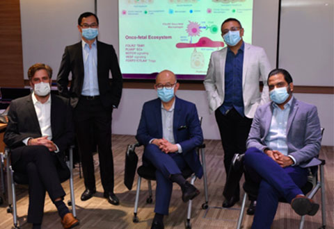 From left Dr Florent Ginhoux, Prof Jerry Chan, Prof Pierce Chow, Dr Ramanuj DasGupta, and Dr Ankur Sharma (Copyright A*STAR’s Genome Institute of Singapore)
