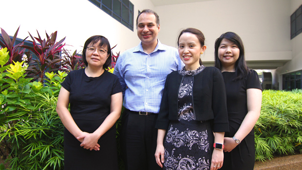  ​Dr Arif Tyebally and his team at the Department of Emergency Medicine at KKH are committed to giving kids an accident-free childhood. From L to R Dr Angelina Ang, Dr Arif Tyebally, Dr Chong Shu-Ling, and Ms Jasmine Feng.