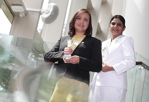  ​Ms Bridget Monica Das (left), was presented with the Superstar Award - ILTC Allied Health Category while Madam Sinnatamby Savithri received the Superstar Award - Nursing Category 